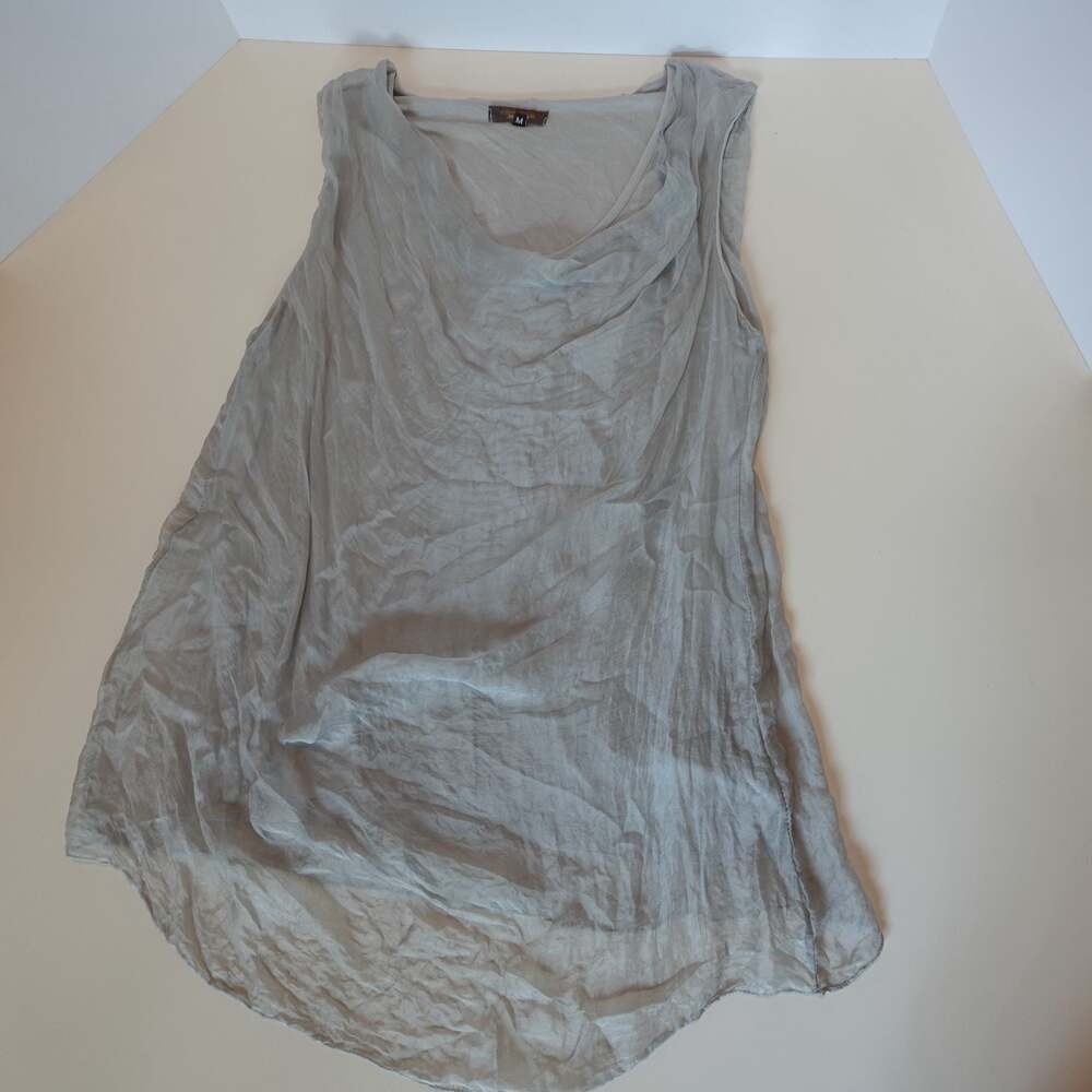 Piazza Roma Made in Italy Gray Cowl Neck Layered Tank Top
